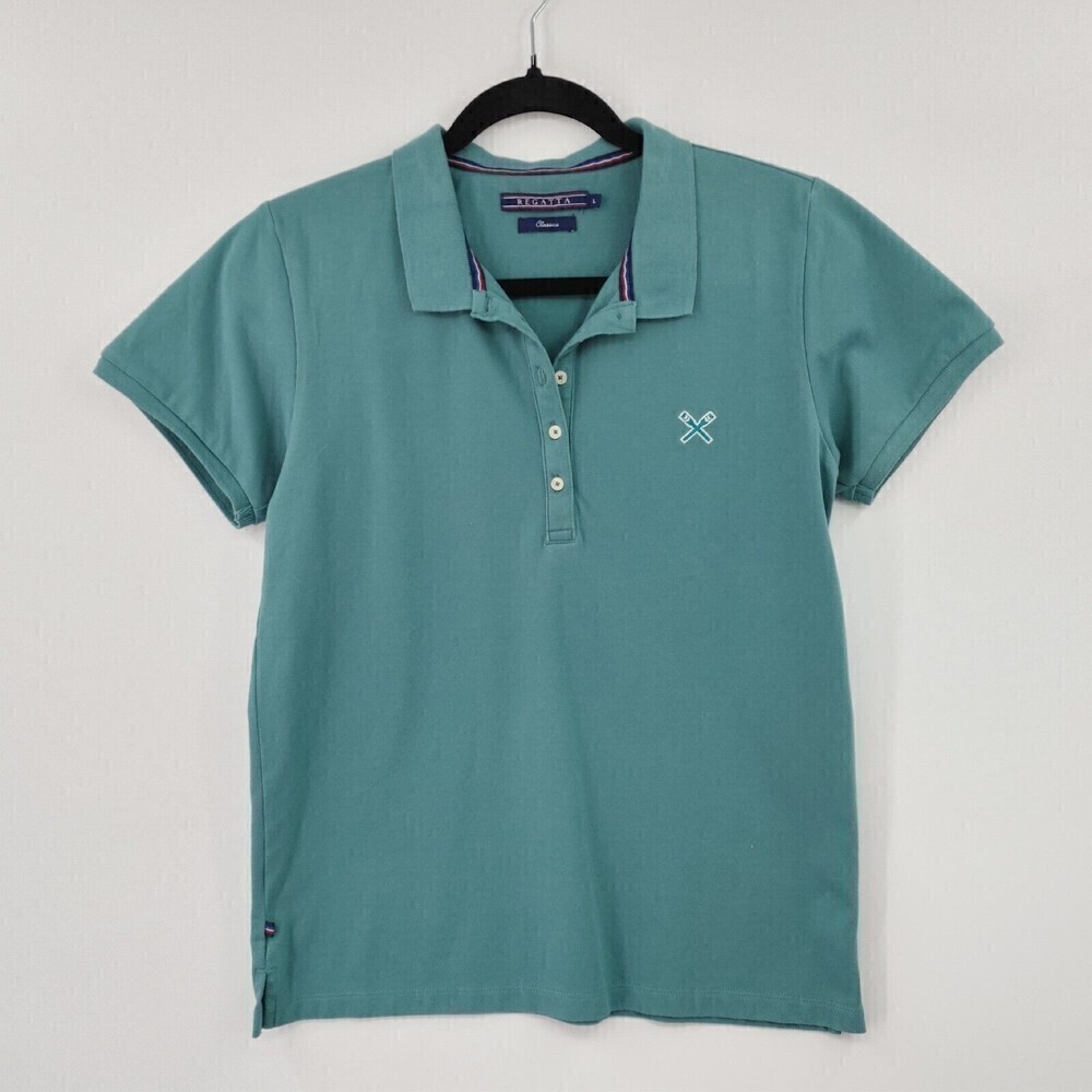 Regatta Polo Shirt Womens Large Green Pique Tennis Club Academia‎ Top